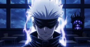 HD Gojo Satoru anime-style portrait in close-up