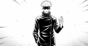 Black and white manga-style Gojo PFP from Jujutsu Kaisen
